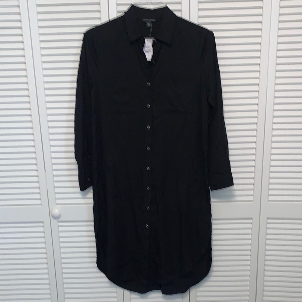 Black Button-Up Shirt Dress